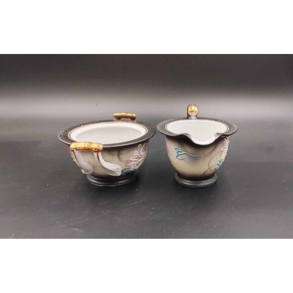 Vintage Dragonware Moriage Creamer And Lidded Sugar Japan Asian Handpainted - Picture 7 of 12